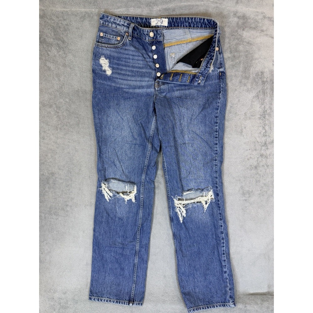 We The Free Jeans Womens 29 Long Blue Denim High Rise Bootcut Relaxed Button Fly